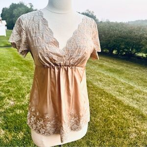 Boston Proper Silk Embroidered Top